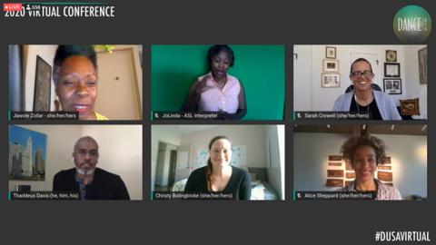 Screenshot of six individuals during virtual session