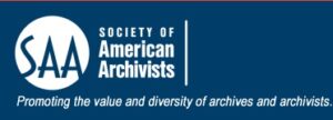 Society of American Archivists logo on blue ground