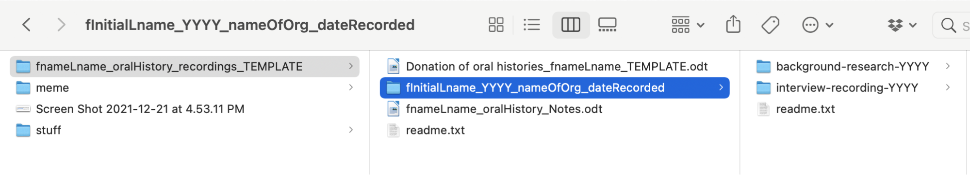 A mac OS Finder folder and document viewer. Highlighted is the second-folder.