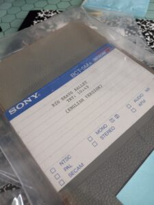 An object in a plastic wrap with a label