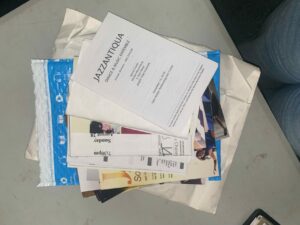 A stack of paper materials