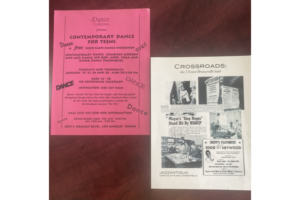 A pink and a white flyer advertising dance performances